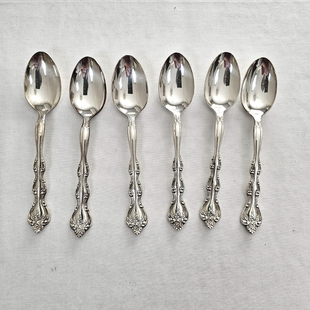 International Silverplate Interlude Teaspoons Set of 6 Vintage Flatware 6in